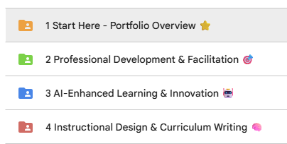 Original Google Drive portfolio organized into four numbered folders